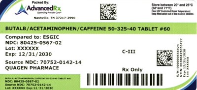Butal/acetamino/caffine #60 (Butalbital Acetaminophen Caffeine 80425 0567 02)